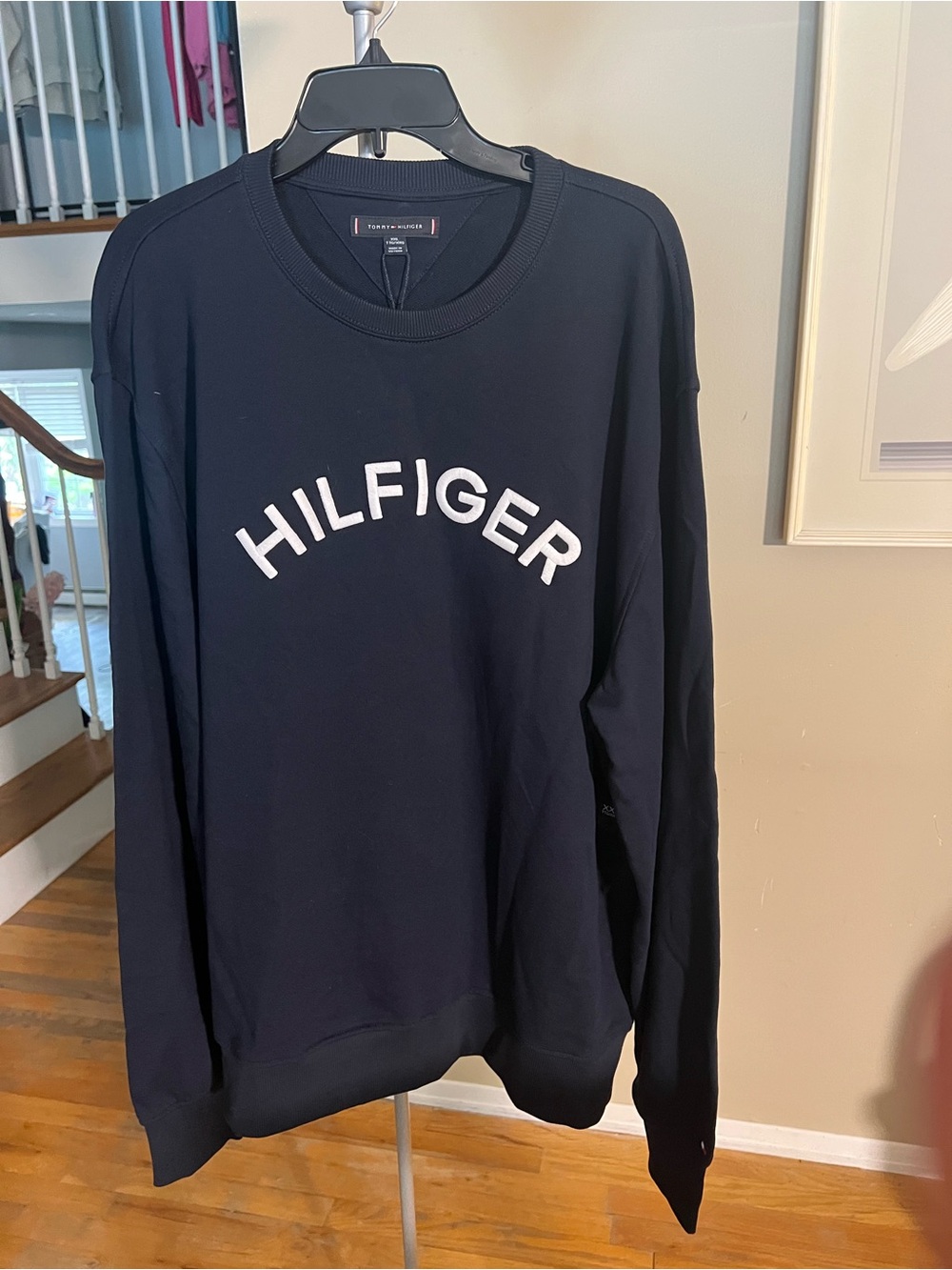Tommy Hilfiger Navy Crewneck with White Hilfiger Arch Logo